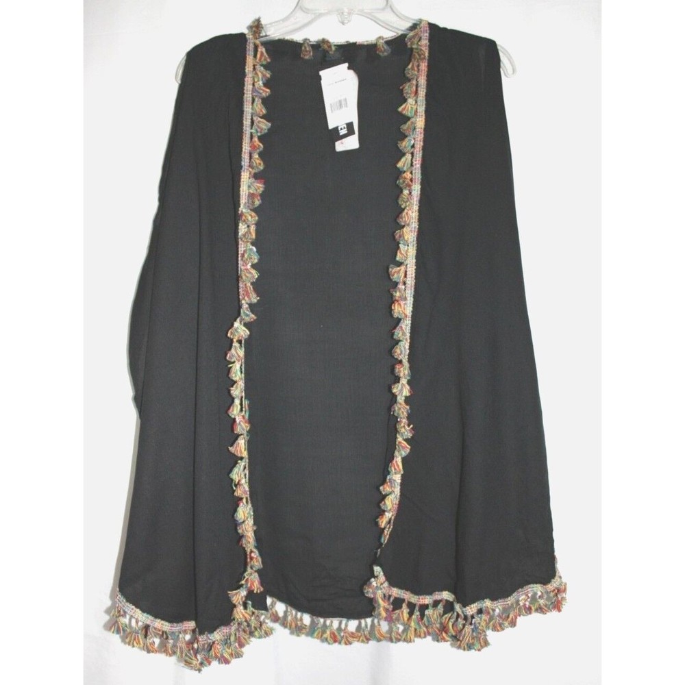 Steve Madden Cold Shoulder Poncho Cardigan Cape One Size Fits Most Color Black